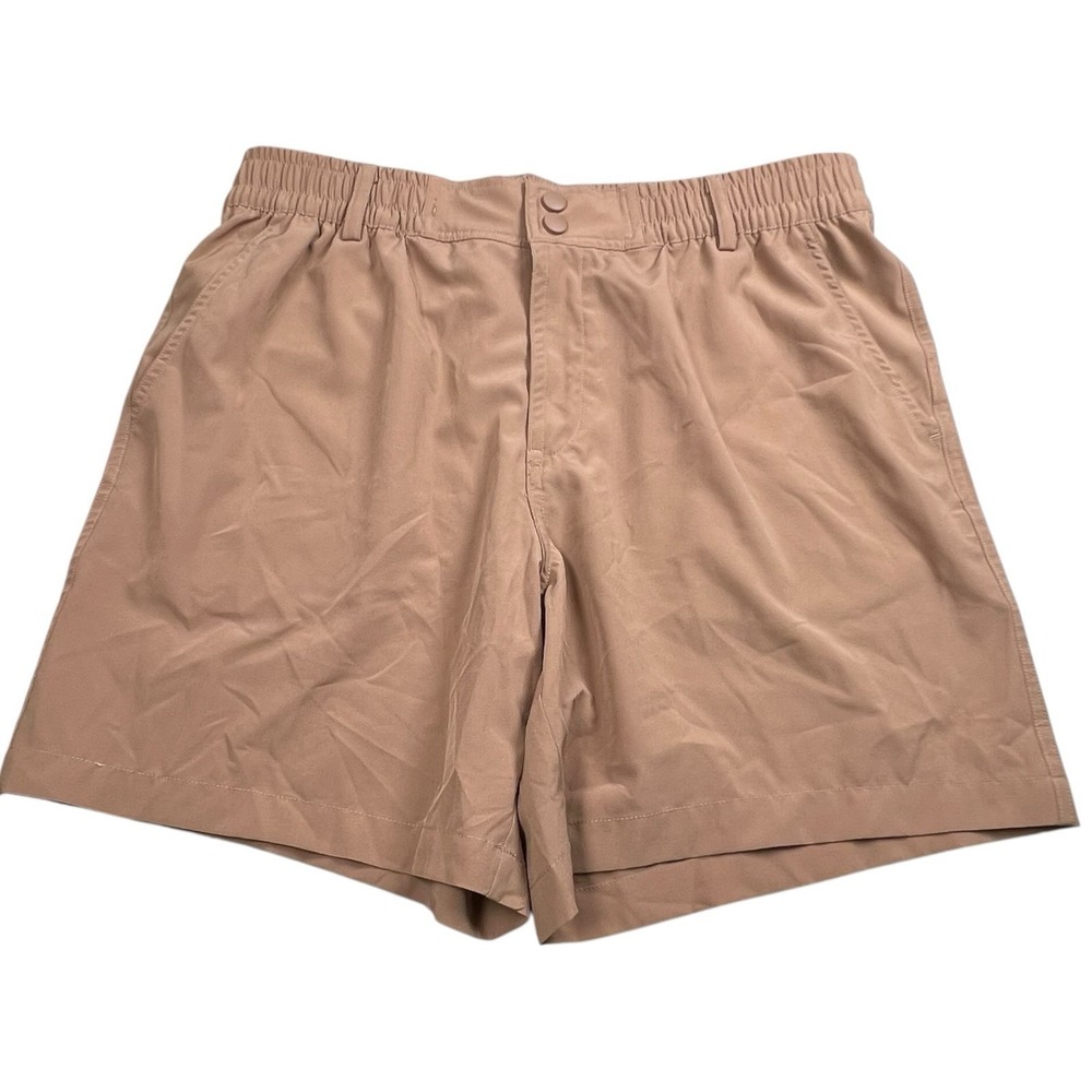 Burlebo Mens Medium Everyday Short Desert Tan 6" Inseam Elastic Waist Stretch